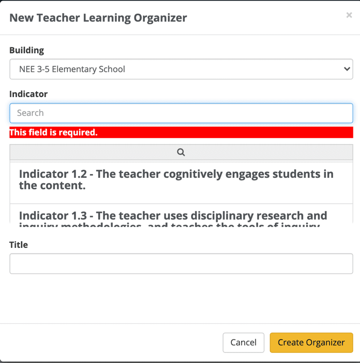 Creating a Learning Organizer NEE Data Tool