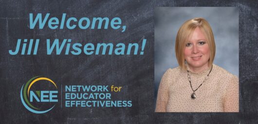 Photo of Jill Wiseman with text that reads "Welcome Jill Wiseman!" and NEE logo