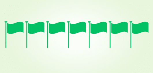 graphic showing seven green flags lined up